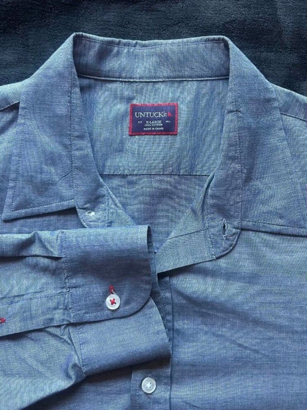 UNTUCKit Men’s Long Sleeve Button Shirt X-Large Light Blue Check
